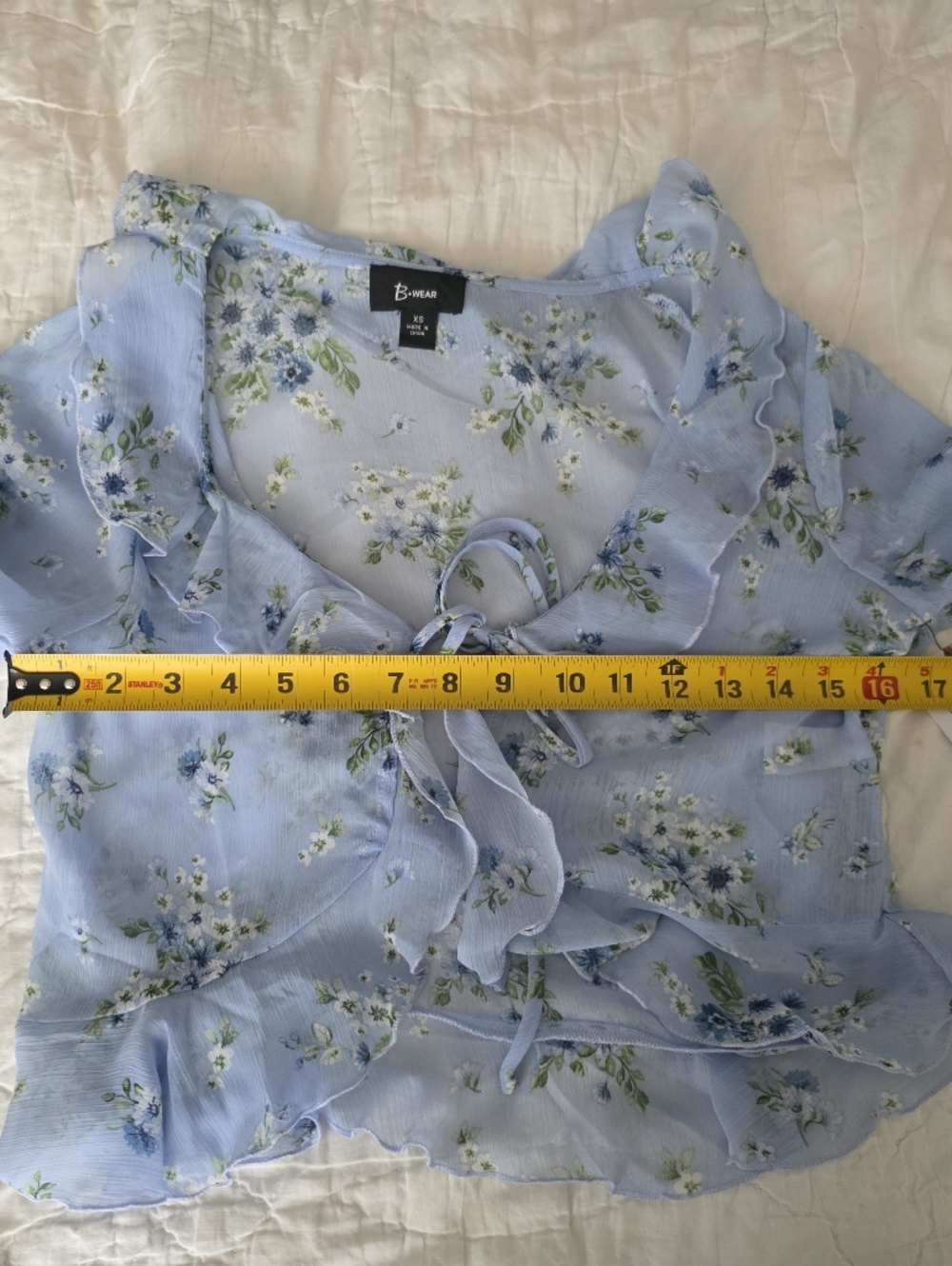 Ruffle Floral Tiefront Blouse Western Chic Romantic Fairy Core XS NWT B Wear - Picture 6 of 7